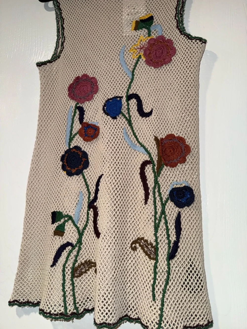 Zara Embroidered Crochet Floral Tank Dress in Cream/Multi NWT Size Medium - Picture 12 of 13